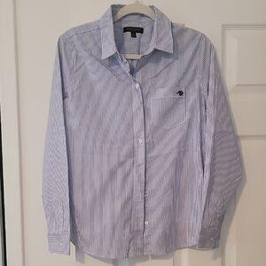 Banana Republic Blue and White Striped Dress Shirt